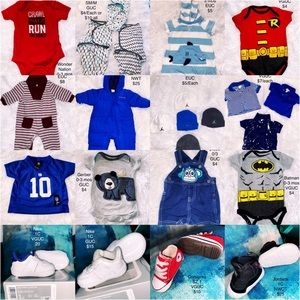 Baby clothes & sneakers 0-3 mos